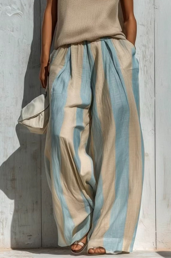 Beatrice | Completo con top senza maniche e pantaloni ampi a righe