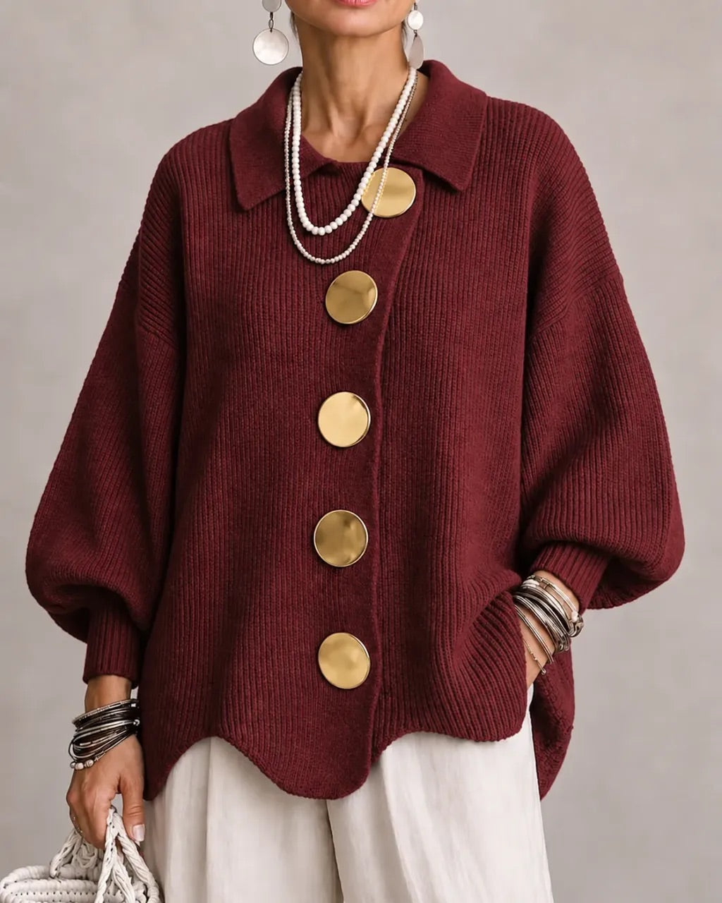Caterina | Cardigan dalla vestibilità ampia con colletto e bottoni