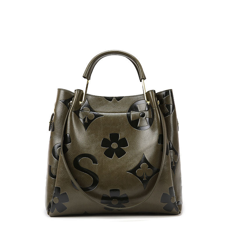 Lucia | Borsa a secchiello vintage testurizzata con pochette removibile