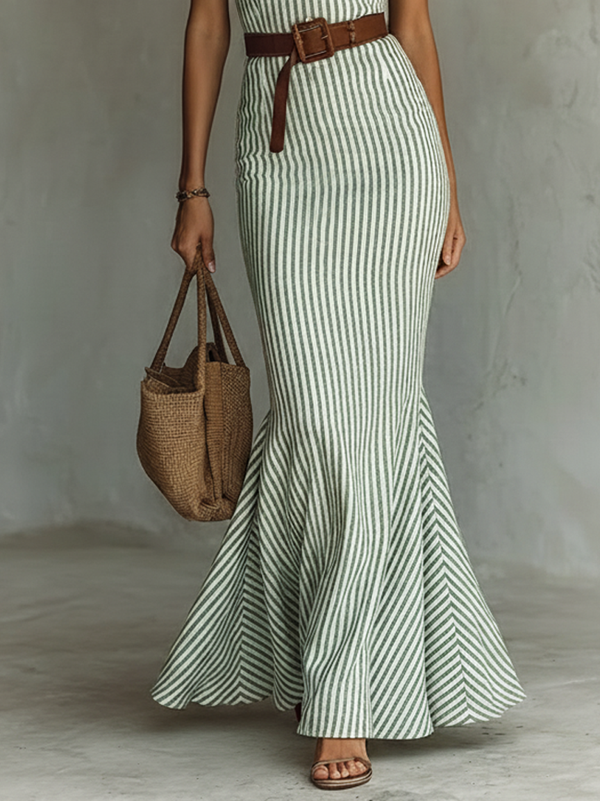 Lidia | Abito a righe con linea a sirena