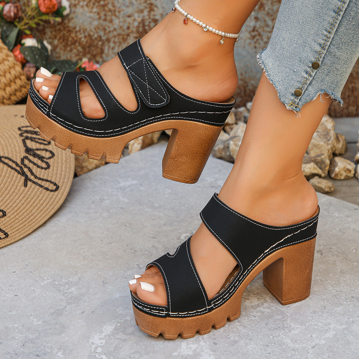 Evelina | Sandali mule con tacco largo