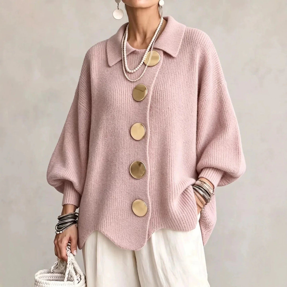 Caterina | Cardigan dalla vestibilità ampia con colletto e bottoni