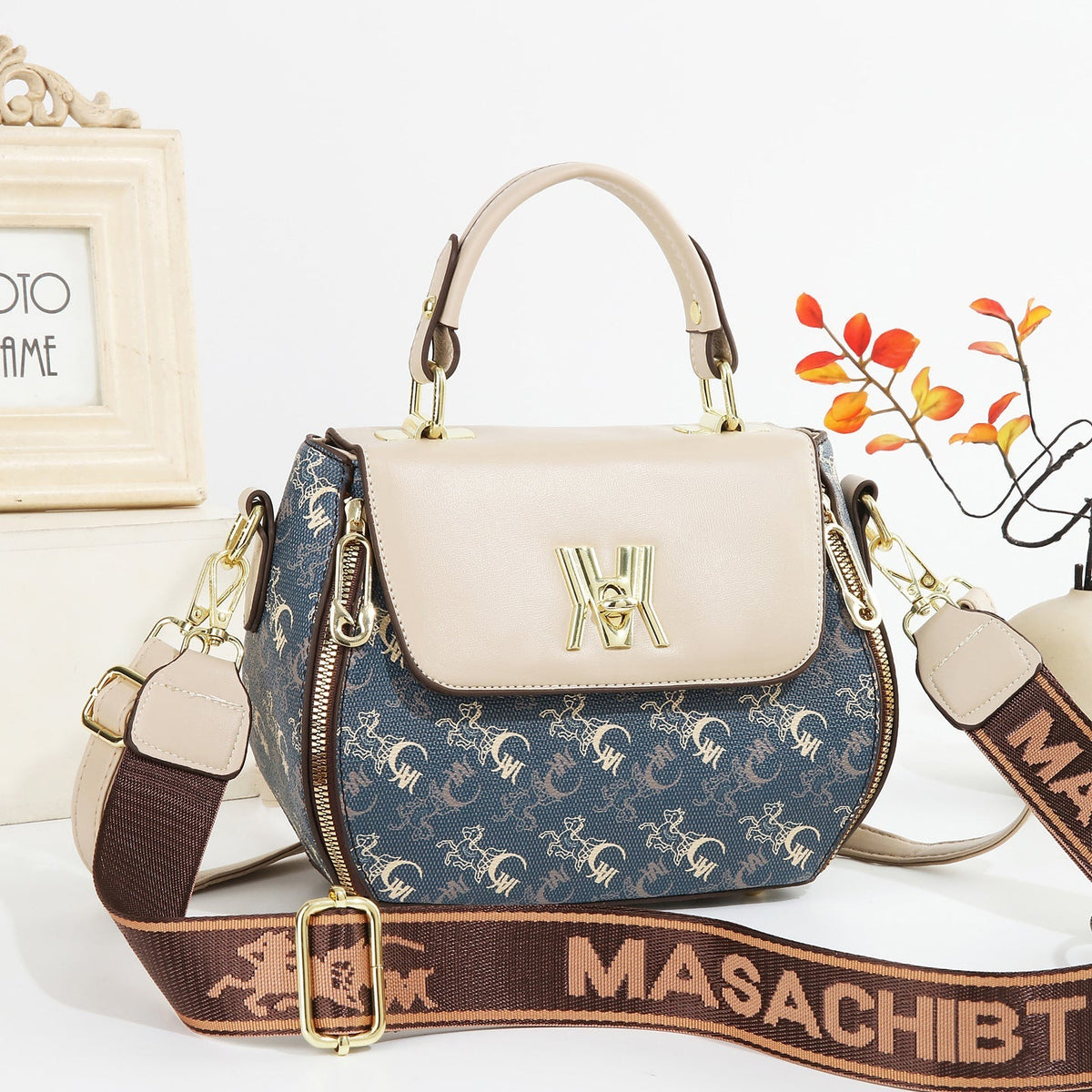 Claudia | Borsa classica stampata convertibile a spalla e a tracolla