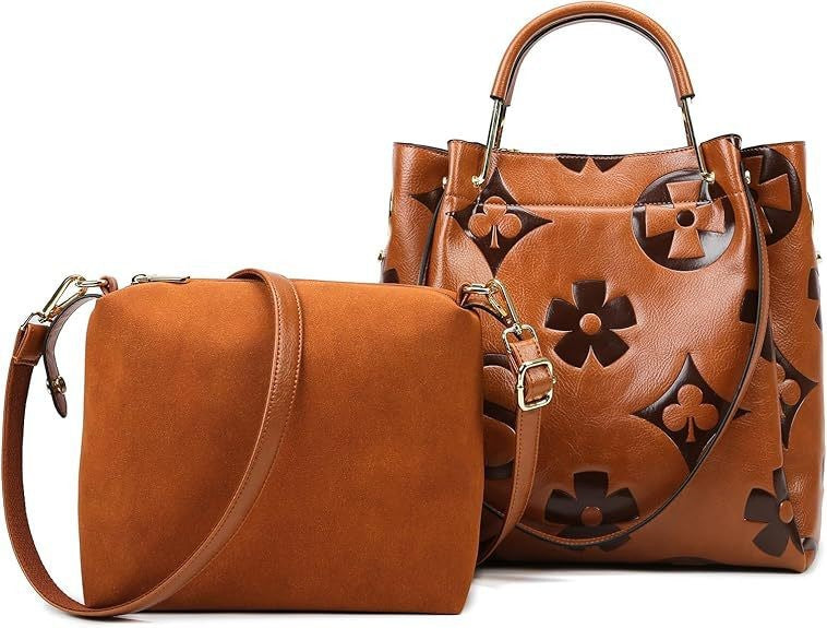 Lucia | Borsa a secchiello vintage testurizzata con pochette removibile