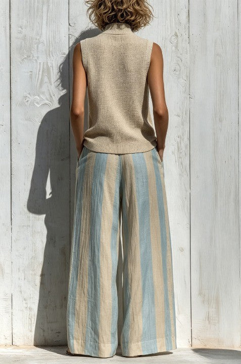 Beatrice | Completo con top senza maniche e pantaloni ampi a righe