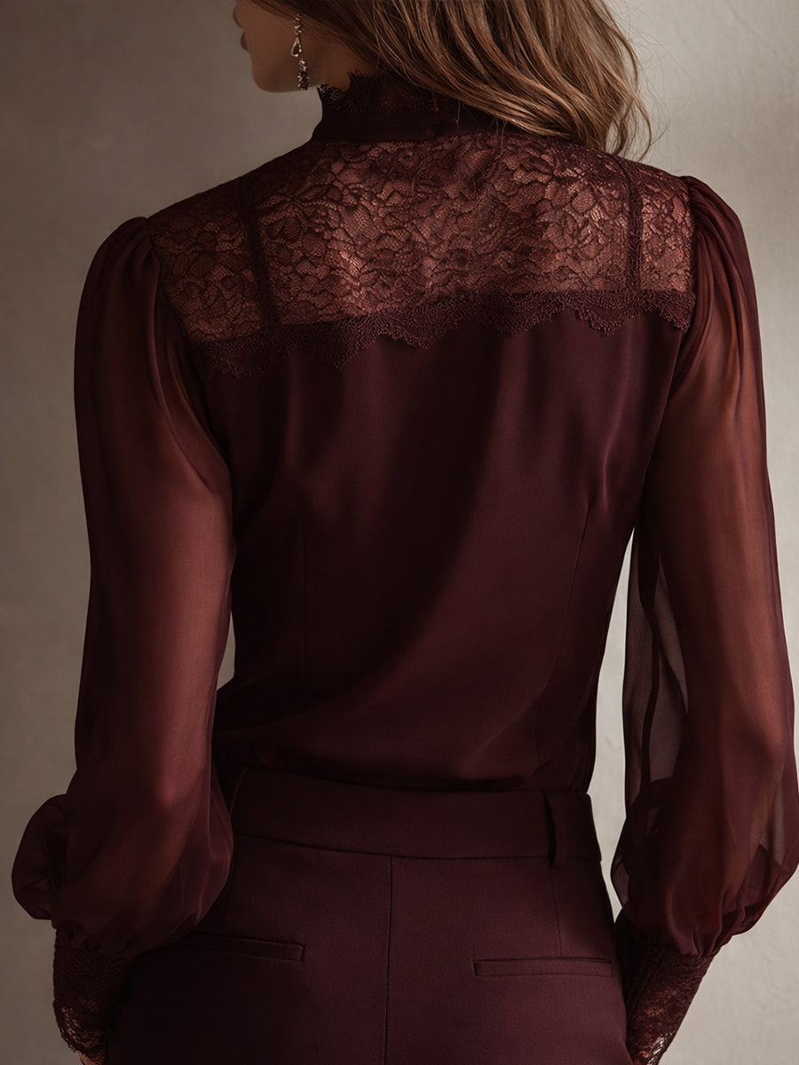 Mia | Blusa elegante in chiffon con pizzo