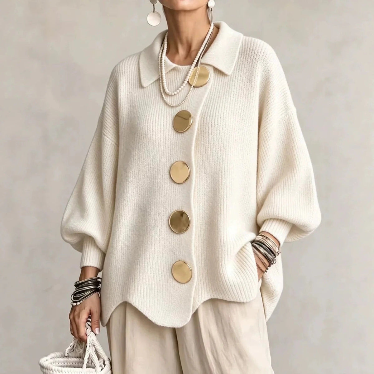 Caterina | Cardigan dalla vestibilità ampia con colletto e bottoni