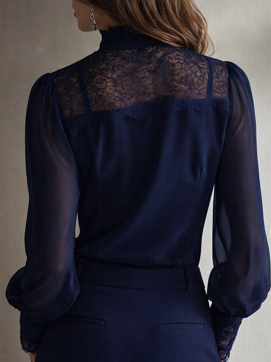 Mia | Blusa elegante in chiffon con pizzo