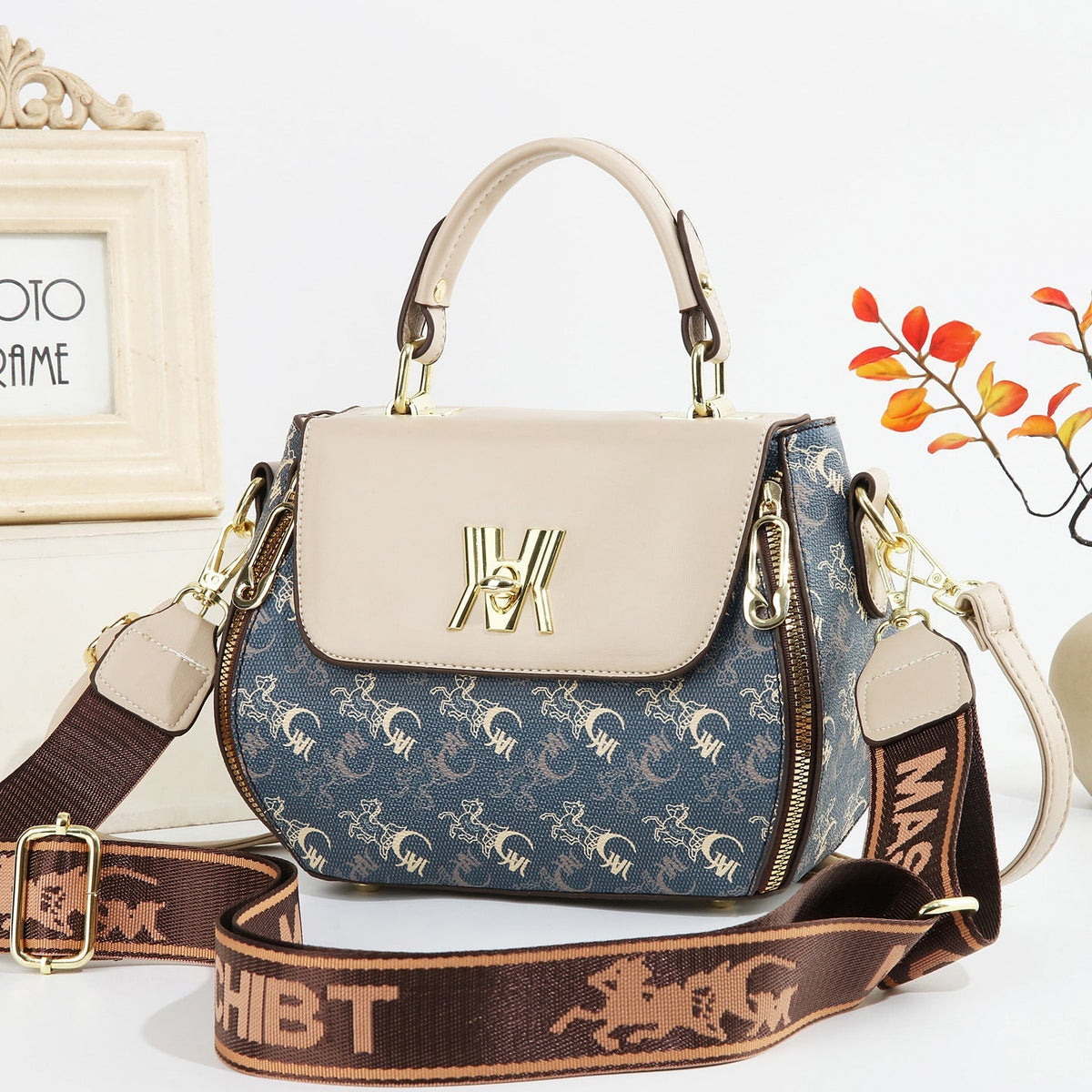 Claudia | Borsa classica stampata convertibile a spalla e a tracolla