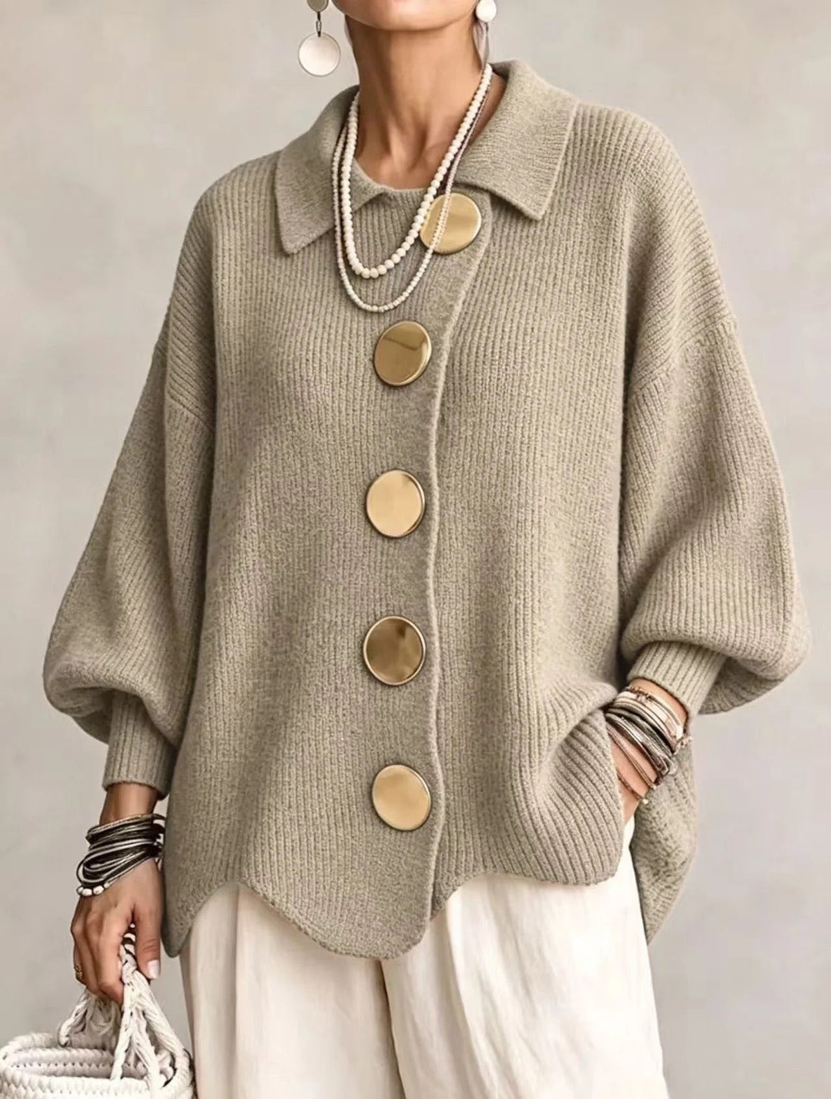 Caterina | Cardigan dalla vestibilità ampia con colletto e bottoni