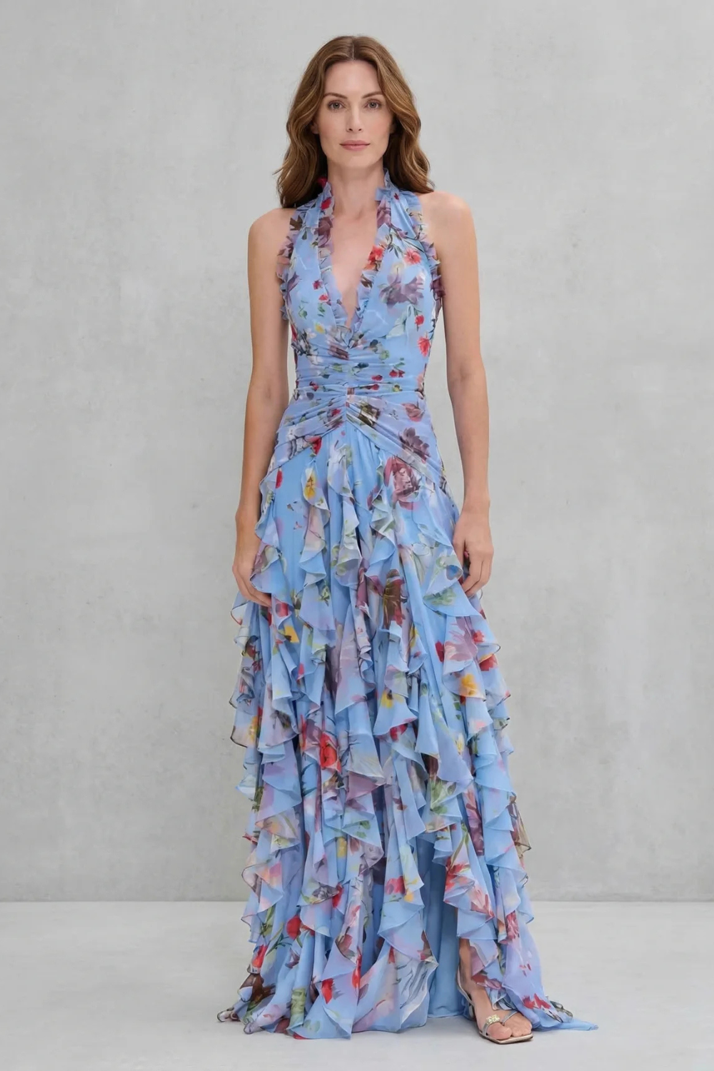 Marina | Abito lungo fluido con scollo all'americana