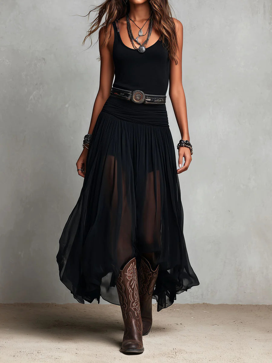 Adriana | Abito lungo in tulle dalla linea elegante