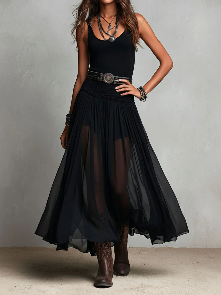 Adriana | Abito lungo in tulle dalla linea elegante