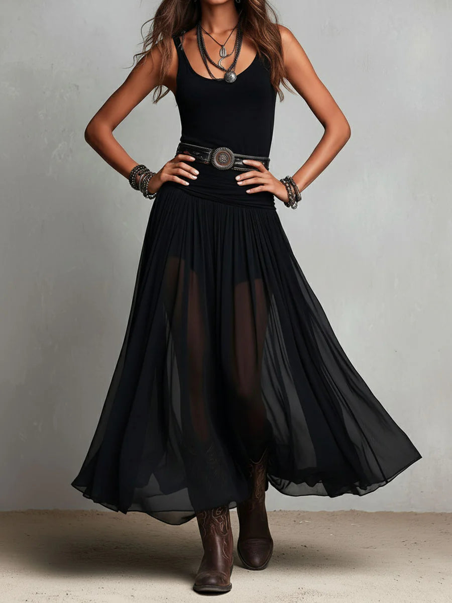 Adriana | Abito lungo in tulle dalla linea elegante