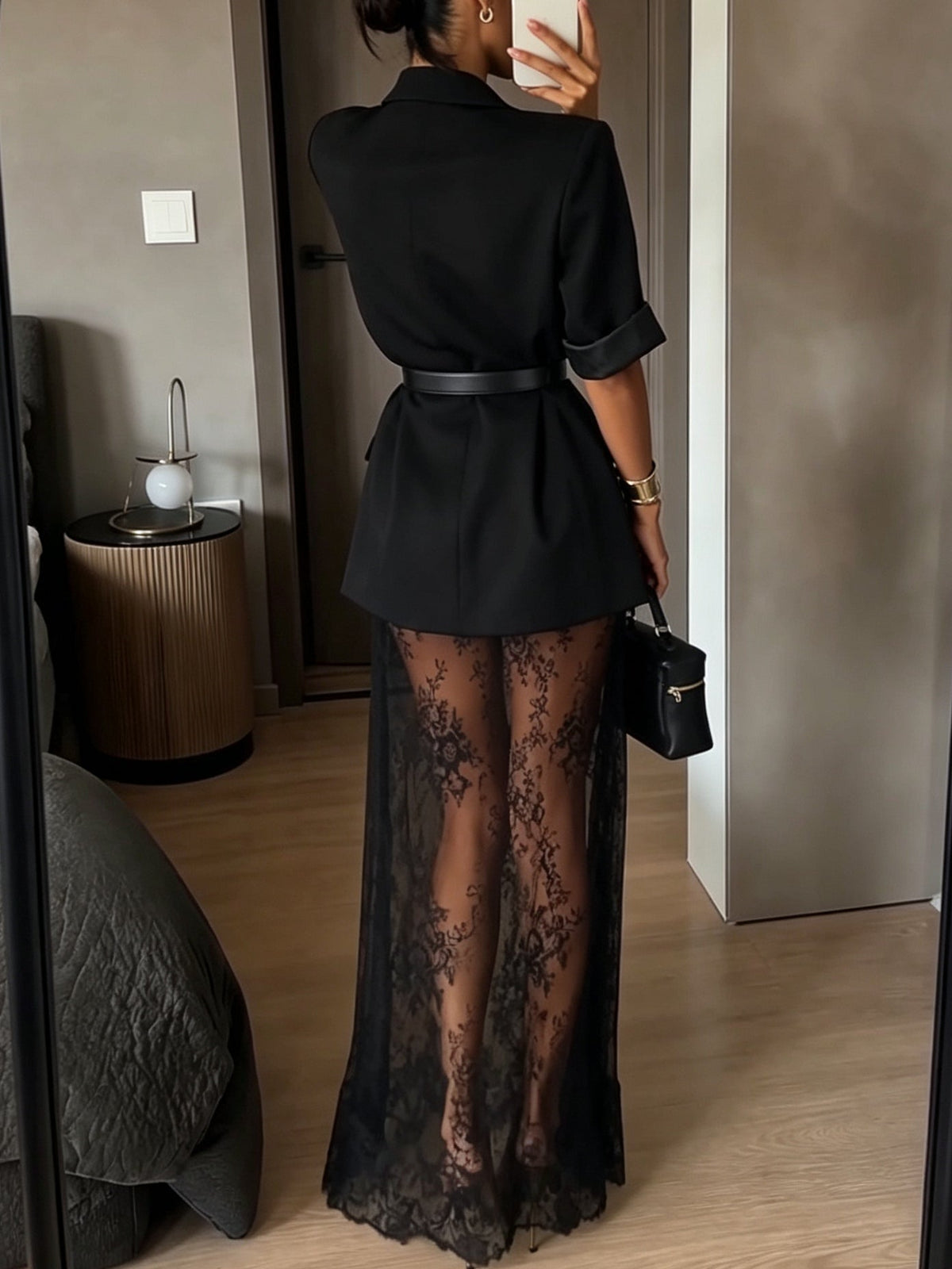 Cecilia | Completo con blazer e abito lungo in pizzo floreale