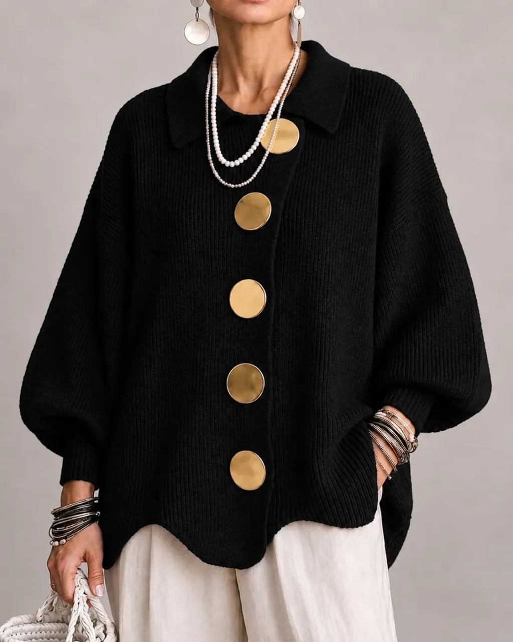 Caterina | Cardigan dalla vestibilità ampia con colletto e bottoni