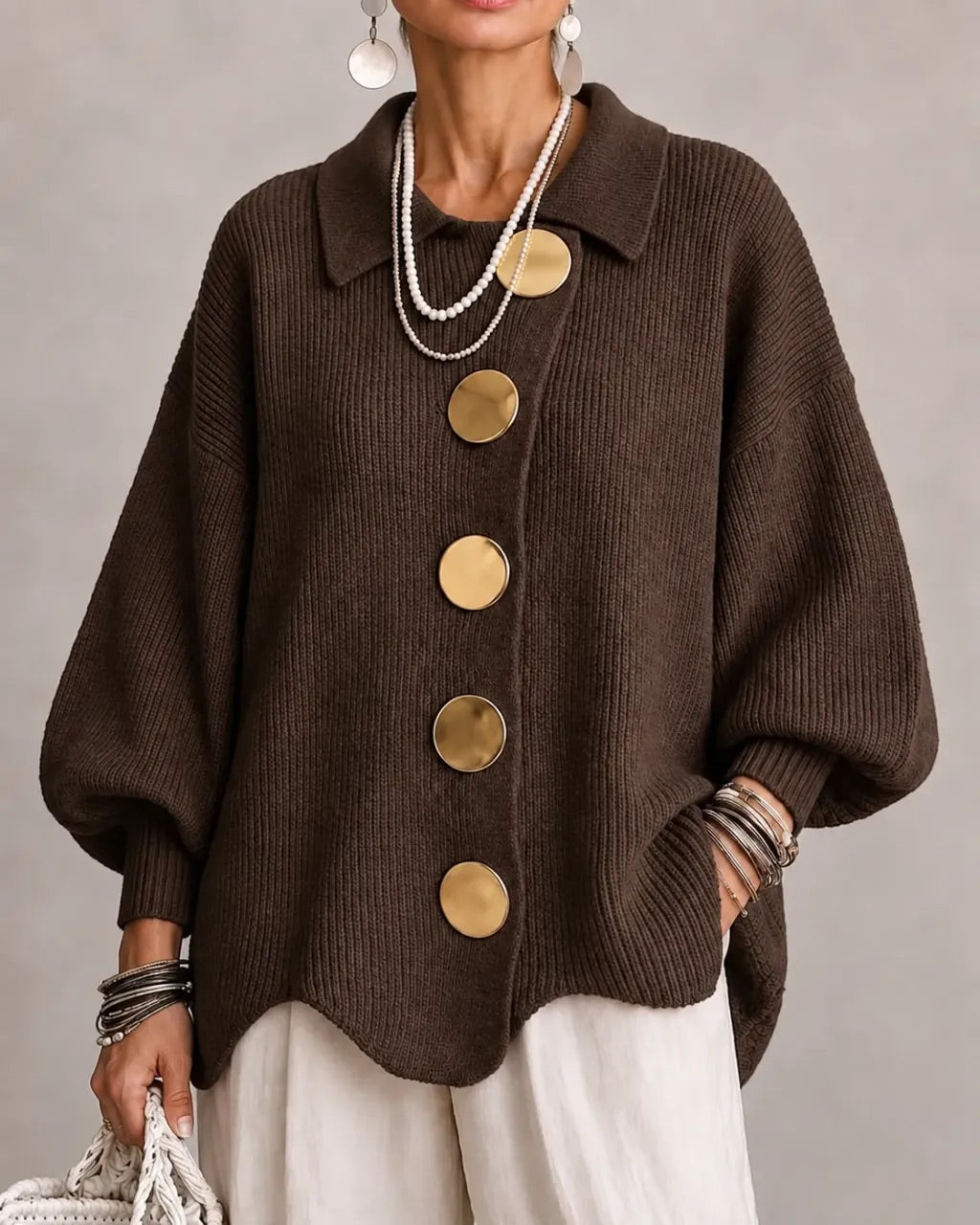 Caterina | Cardigan dalla vestibilità ampia con colletto e bottoni