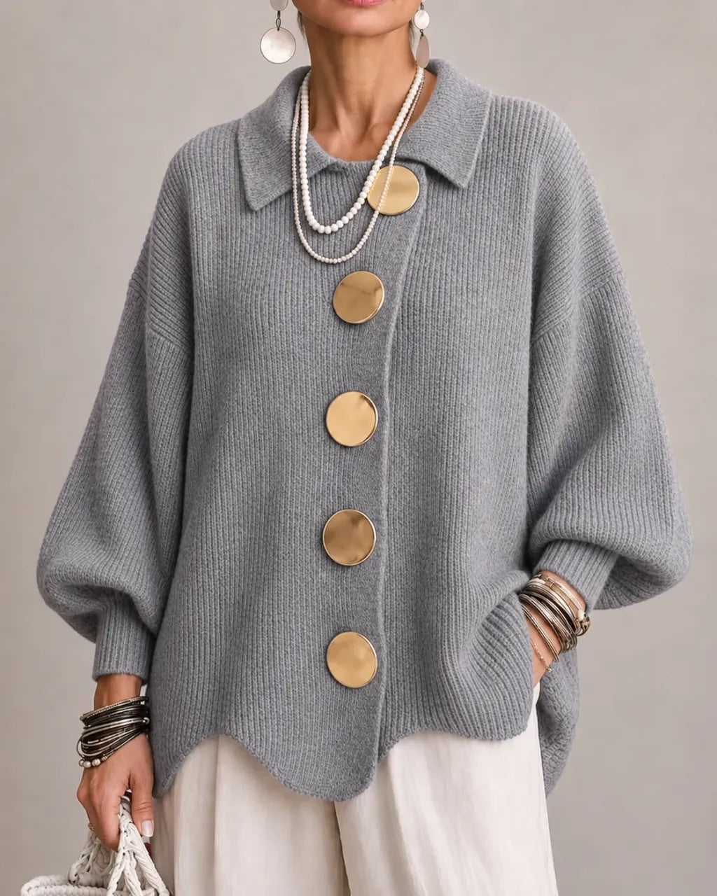 Caterina | Cardigan dalla vestibilità ampia con colletto e bottoni