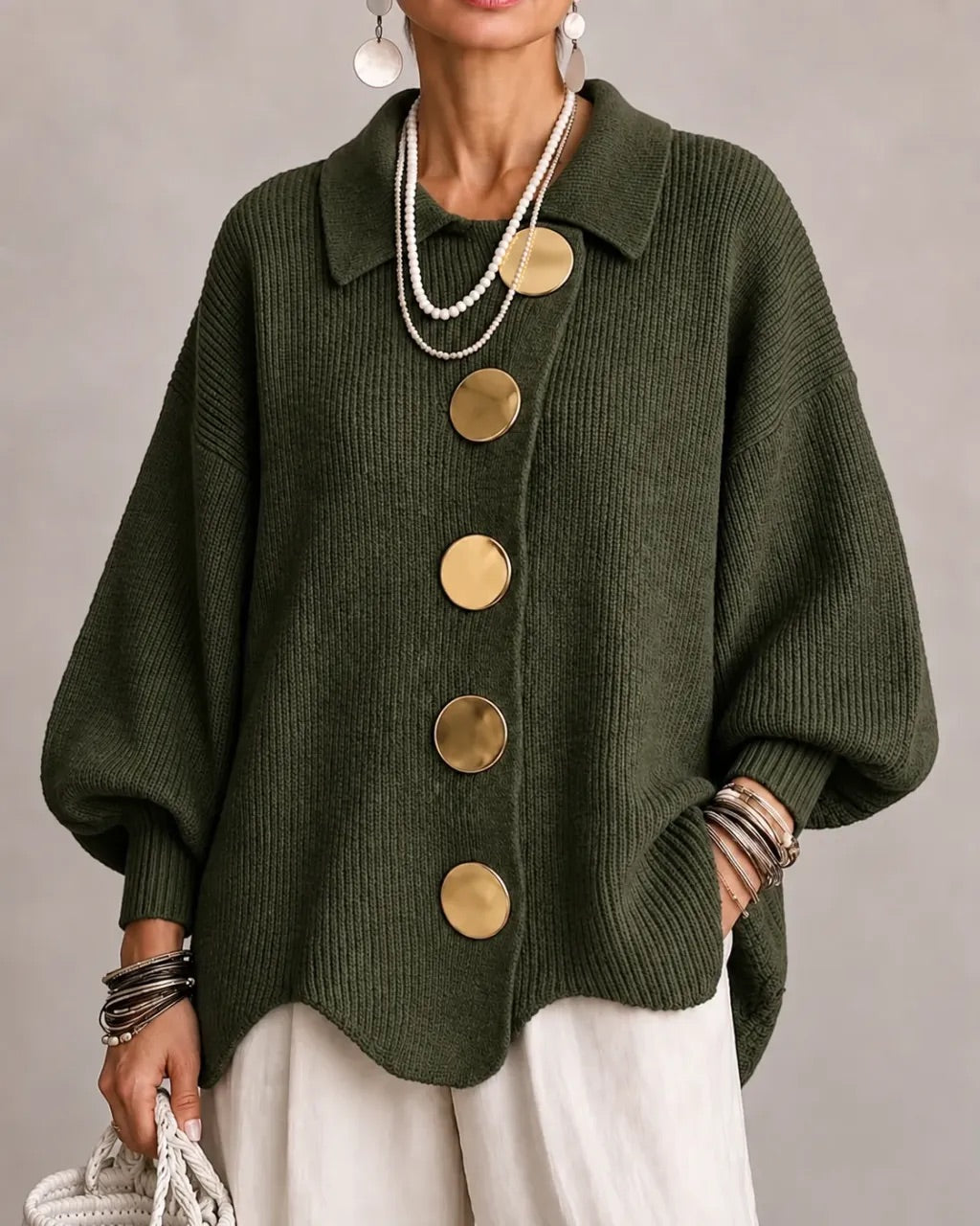 Caterina | Cardigan dalla vestibilità ampia con colletto e bottoni