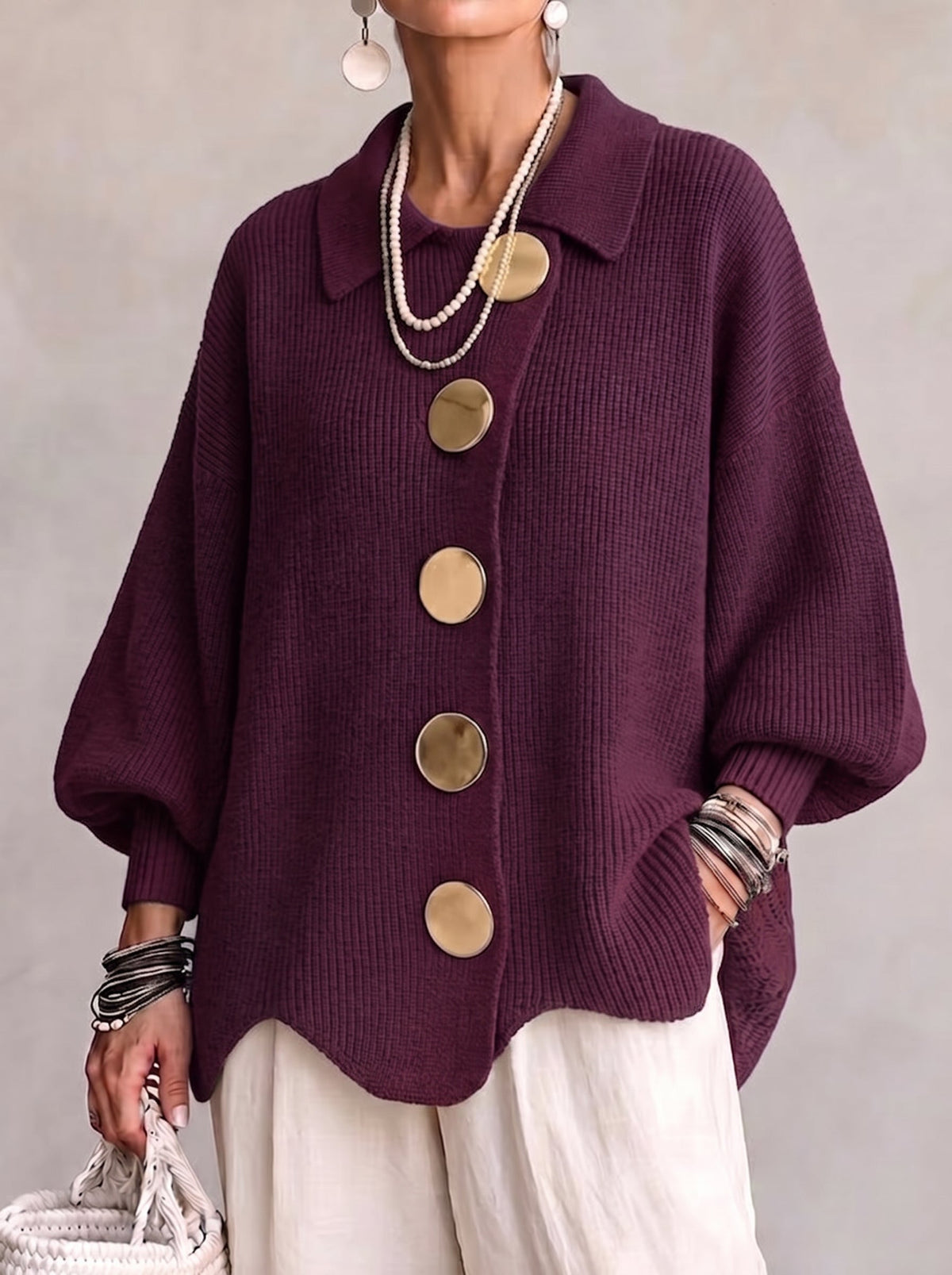 Caterina | Cardigan dalla vestibilità ampia con colletto e bottoni